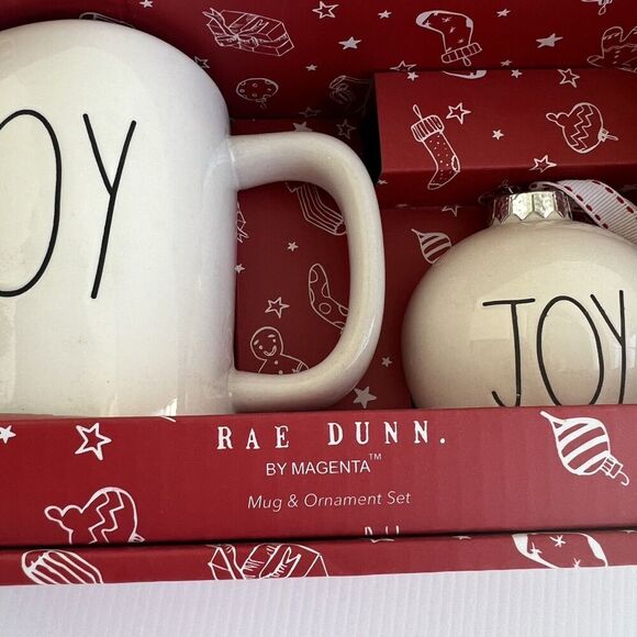 Rae Dunn by Magenta "Joy" Christmas Mug and Ornament Gift Set NEW - Picture 3 of 5